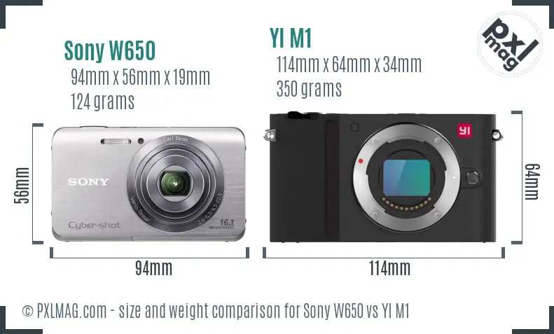 Sony W650 vs YI M1 size comparison