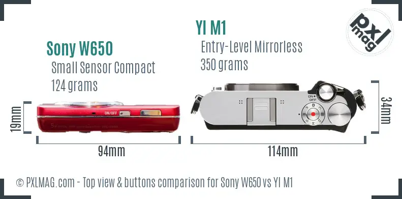 Sony W650 vs YI M1 top view buttons comparison