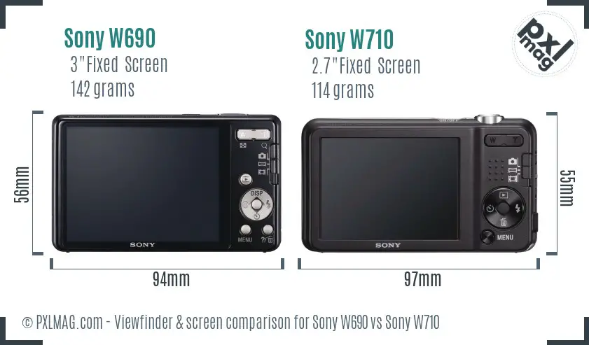 Sony W690 vs Sony W710 Screen and Viewfinder comparison