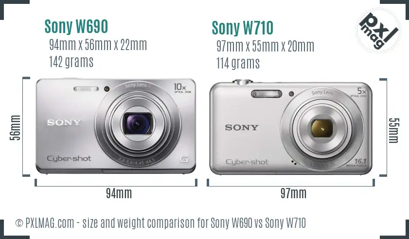 Sony W690 vs Sony W710 size comparison