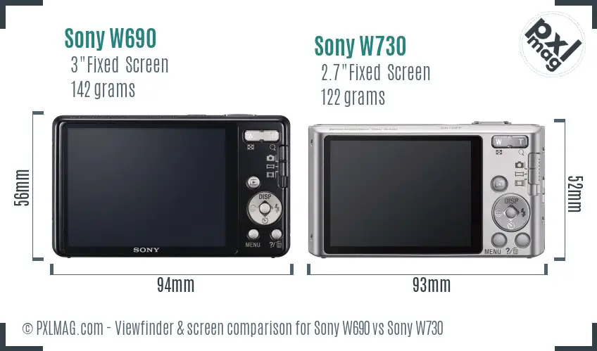 Sony W690 vs Sony W730 Screen and Viewfinder comparison