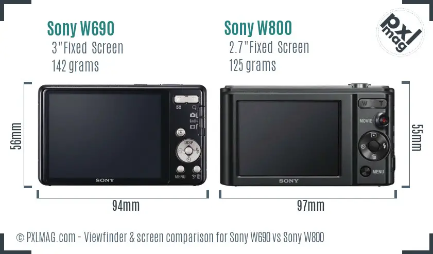 Sony W690 vs Sony W800 Screen and Viewfinder comparison