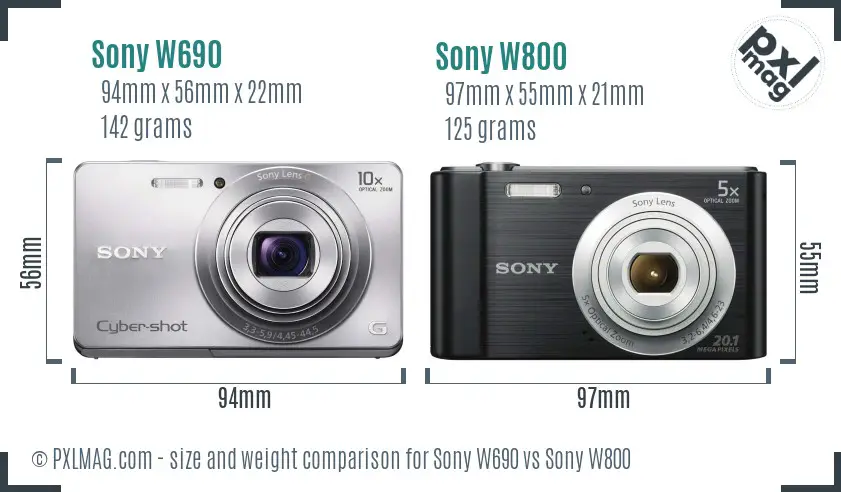 Sony W690 vs Sony W800 size comparison
