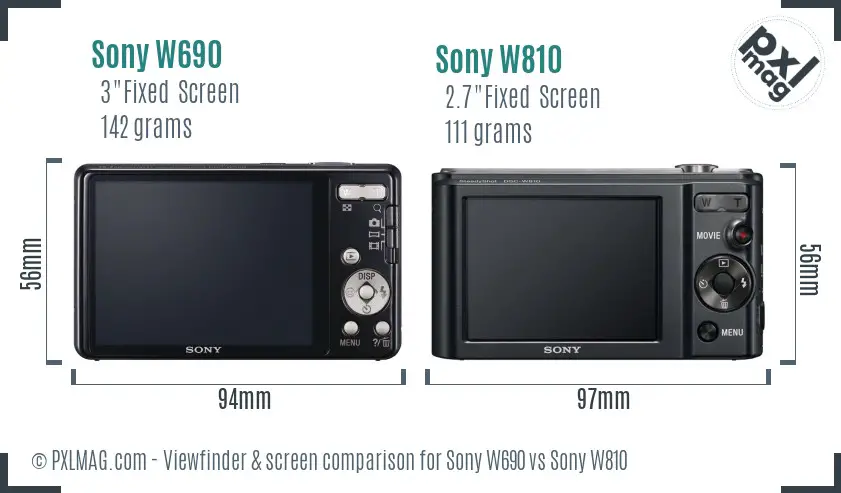 Sony W690 vs Sony W810 Screen and Viewfinder comparison