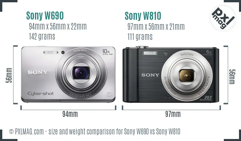 Sony W690 vs Sony W810 size comparison