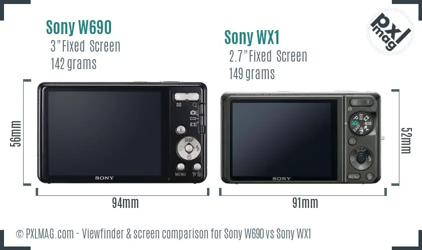 Sony W690 vs Sony WX1 Screen and Viewfinder comparison