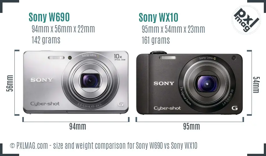 Sony W690 vs Sony WX10 size comparison