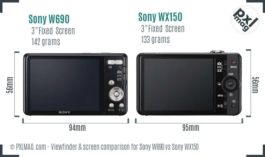 Sony W690 vs Sony WX150 Screen and Viewfinder comparison
