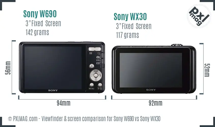 Sony W690 vs Sony WX30 Screen and Viewfinder comparison