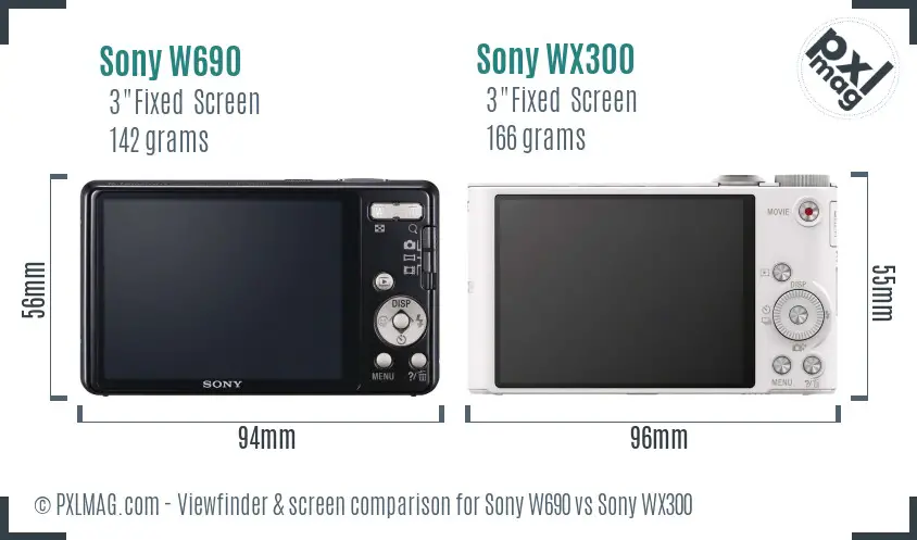 Sony W690 vs Sony WX300 Screen and Viewfinder comparison
