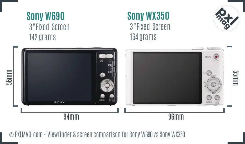 Sony W690 vs Sony WX350 Screen and Viewfinder comparison