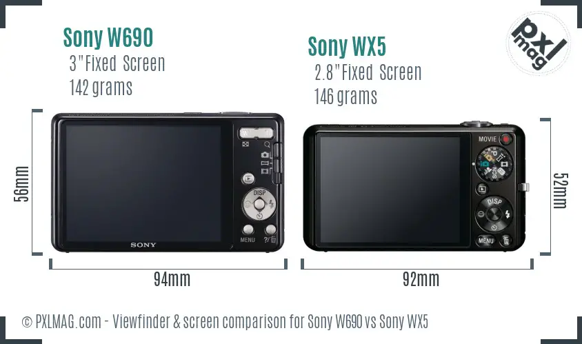 Sony W690 vs Sony WX5 Screen and Viewfinder comparison