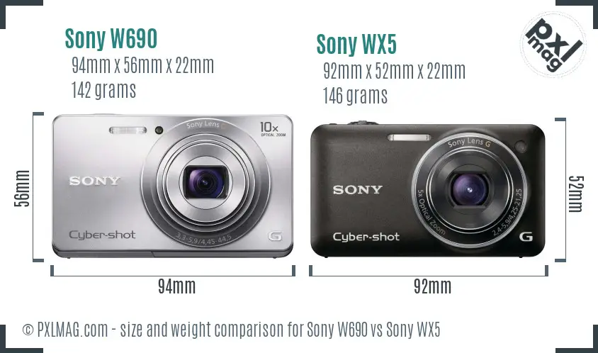 Sony W690 vs Sony WX5 size comparison