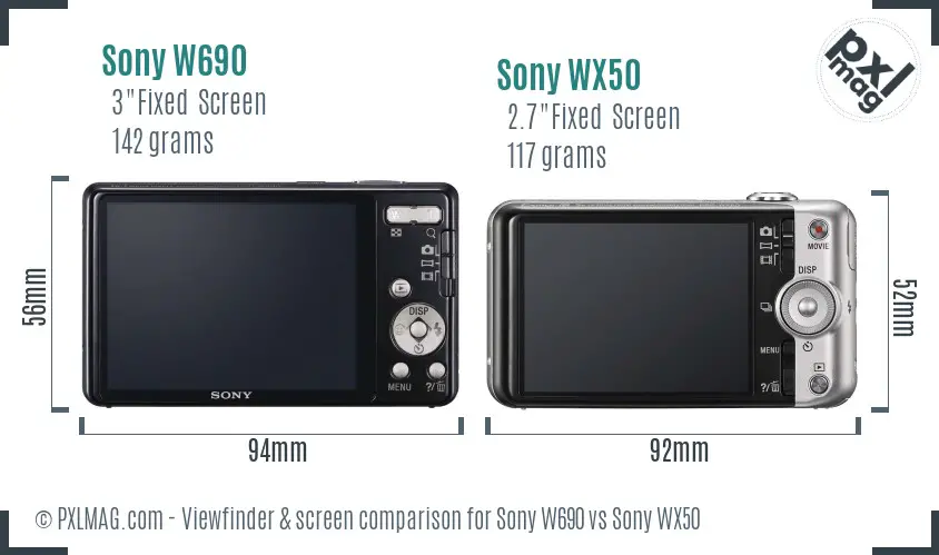 Sony W690 vs Sony WX50 Screen and Viewfinder comparison