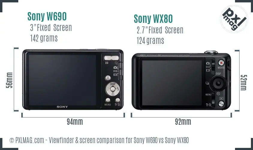 Sony W690 vs Sony WX80 Screen and Viewfinder comparison