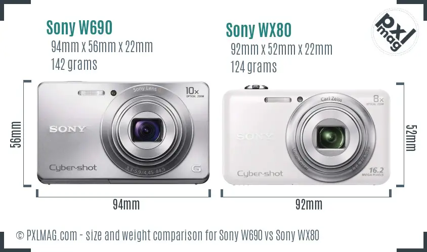 Sony W690 vs Sony WX80 size comparison