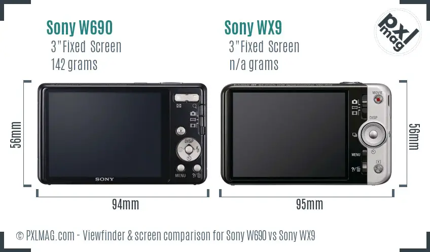 Sony W690 vs Sony WX9 Screen and Viewfinder comparison