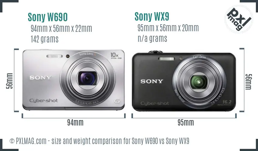 Sony W690 vs Sony WX9 size comparison