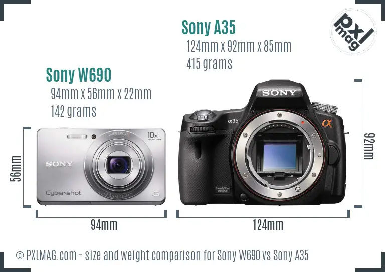 Sony W690 vs Sony A35 size comparison