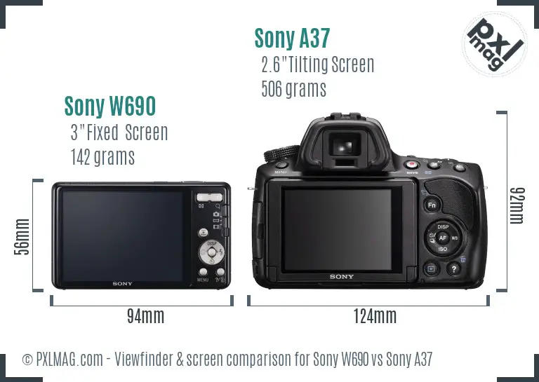 Sony W690 vs Sony A37 Screen and Viewfinder comparison