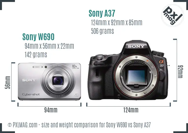 Sony W690 vs Sony A37 size comparison