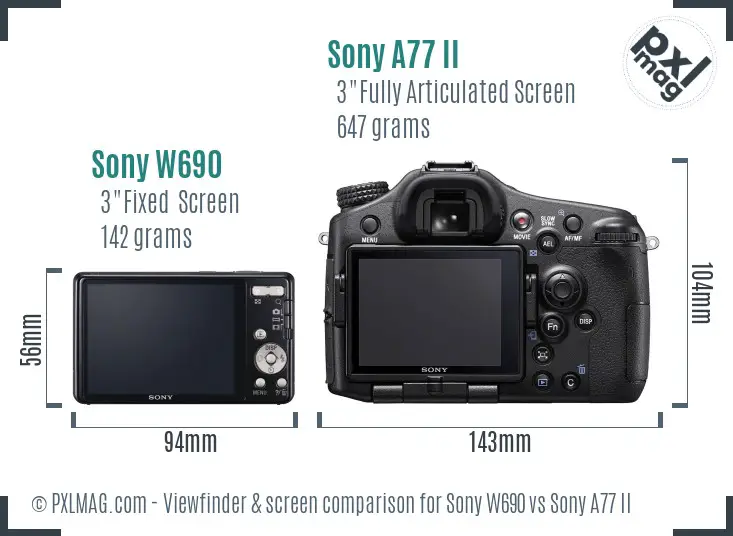 Sony W690 vs Sony A77 II Screen and Viewfinder comparison