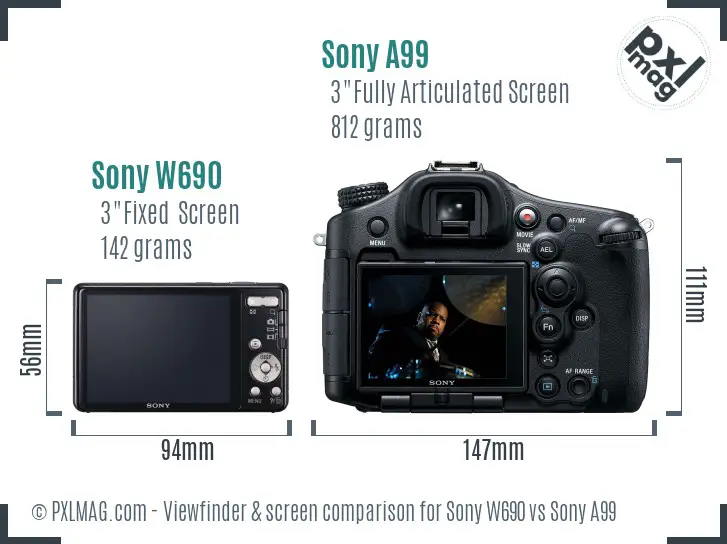 Sony W690 vs Sony A99 Screen and Viewfinder comparison