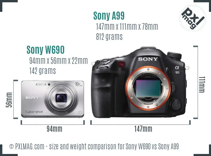 Sony W690 vs Sony A99 size comparison