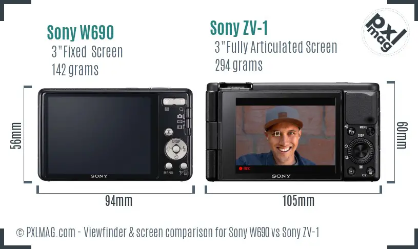 Sony W690 vs Sony ZV-1 Screen and Viewfinder comparison
