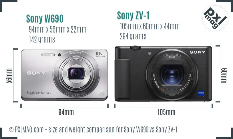 Sony W690 vs Sony ZV-1 size comparison