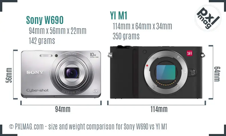Sony W690 vs YI M1 size comparison