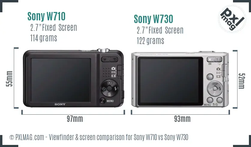 Sony W710 vs Sony W730 Screen and Viewfinder comparison