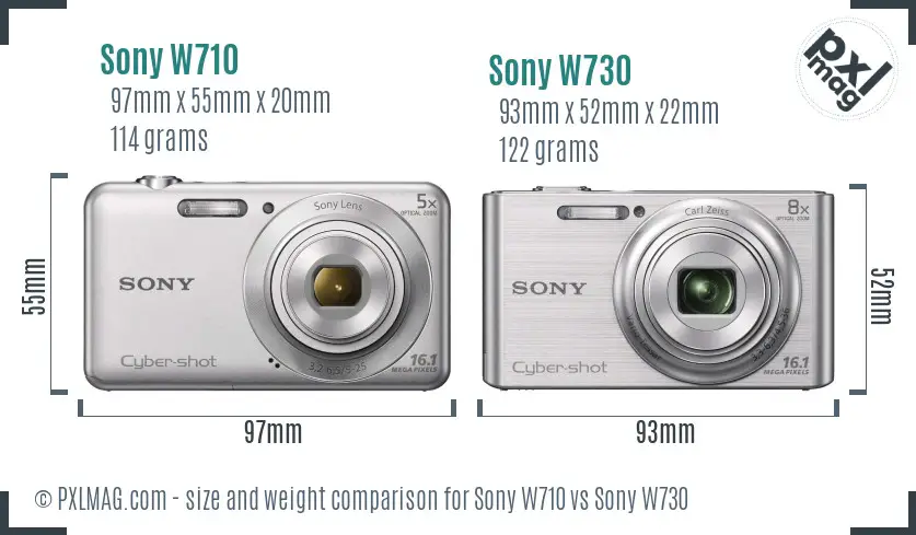 Sony W710 vs Sony W730 size comparison