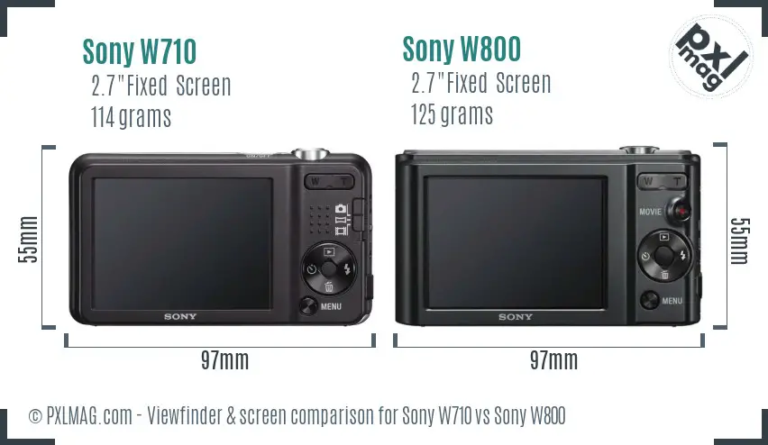 Sony W710 vs Sony W800 Screen and Viewfinder comparison