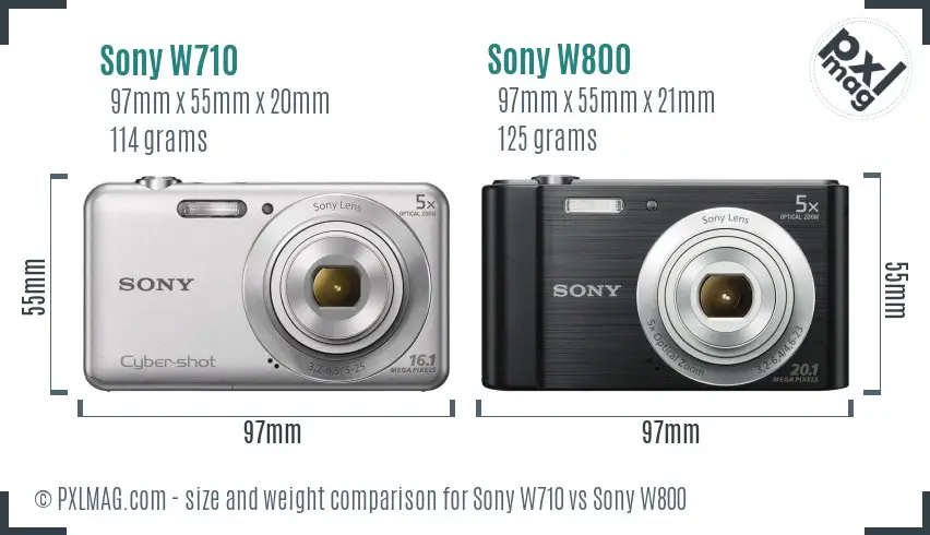 Sony W710 vs Sony W800 size comparison