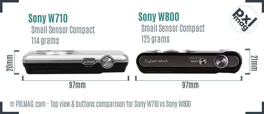 Sony W710 vs Sony W800 top view buttons comparison