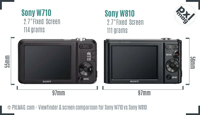 Sony W710 vs Sony W810 Screen and Viewfinder comparison
