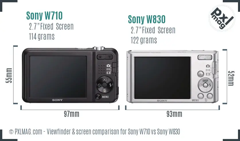 Sony W710 vs Sony W830 Screen and Viewfinder comparison