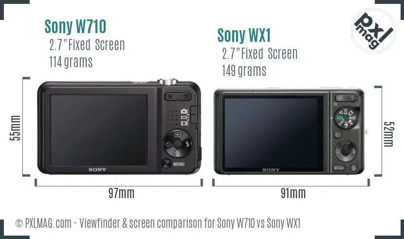 Sony W710 vs Sony WX1 Screen and Viewfinder comparison