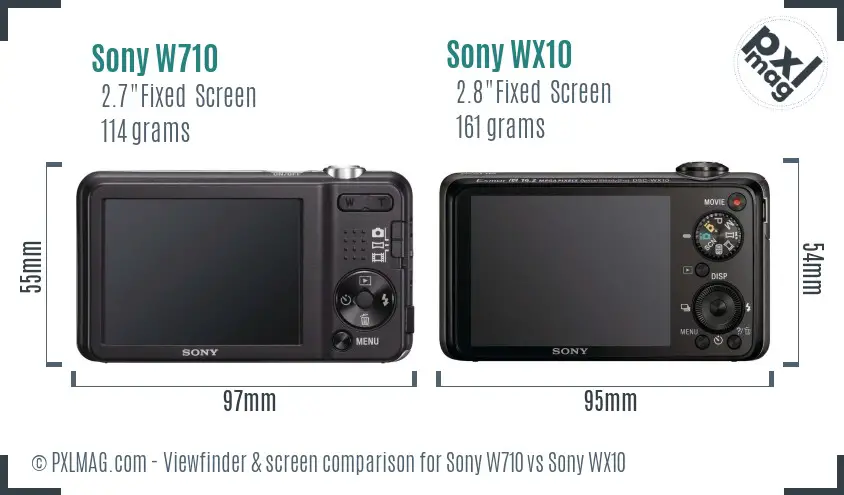 Sony W710 vs Sony WX10 Screen and Viewfinder comparison