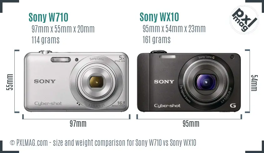 Sony W710 vs Sony WX10 size comparison