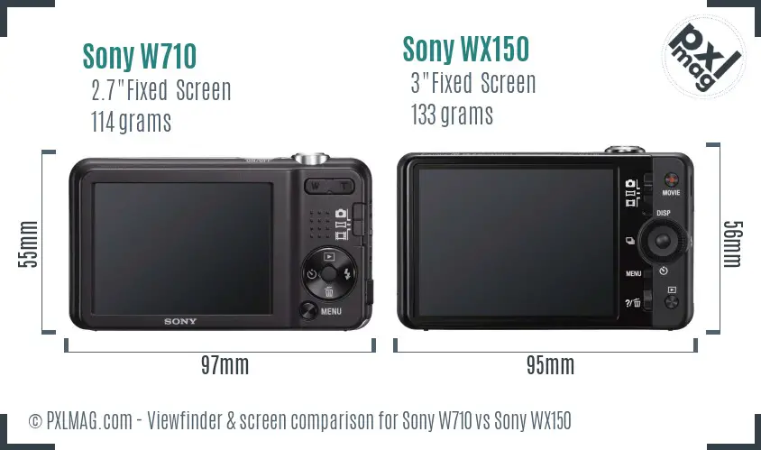 Sony W710 vs Sony WX150 Screen and Viewfinder comparison