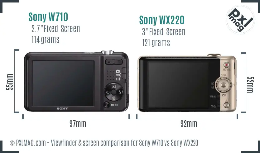 Sony W710 vs Sony WX220 Screen and Viewfinder comparison