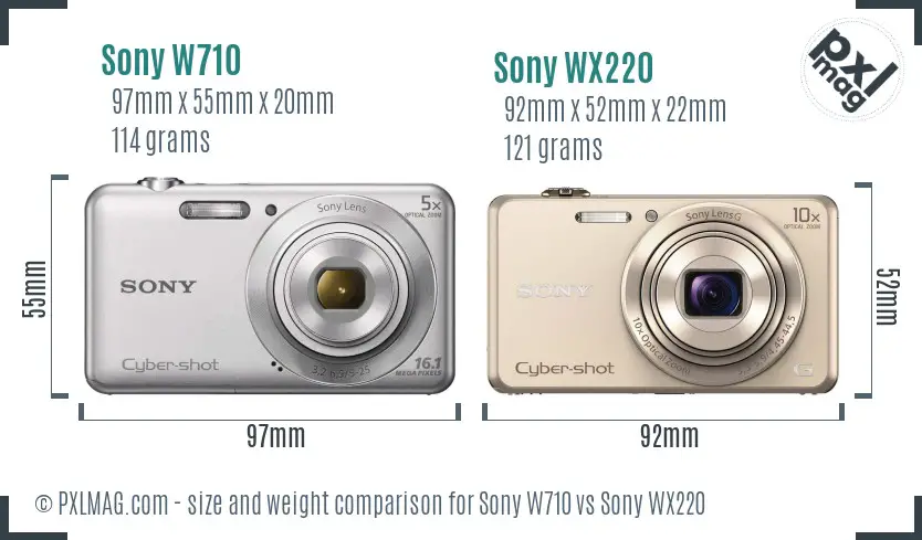 Sony W710 vs Sony WX220 size comparison