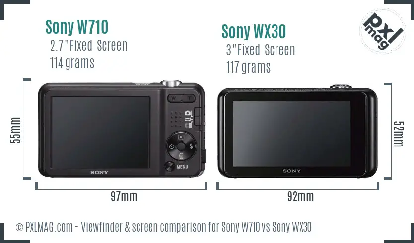 Sony W710 vs Sony WX30 Screen and Viewfinder comparison