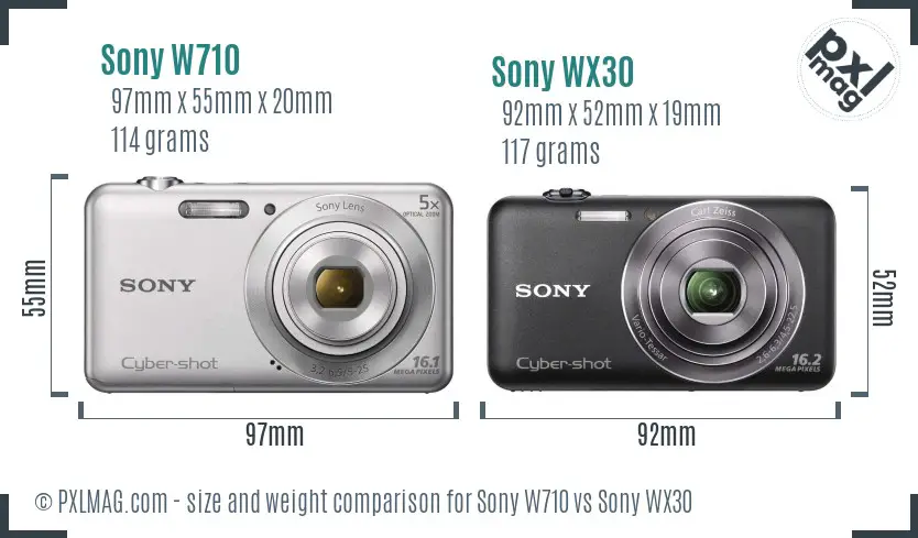 Sony W710 vs Sony WX30 size comparison