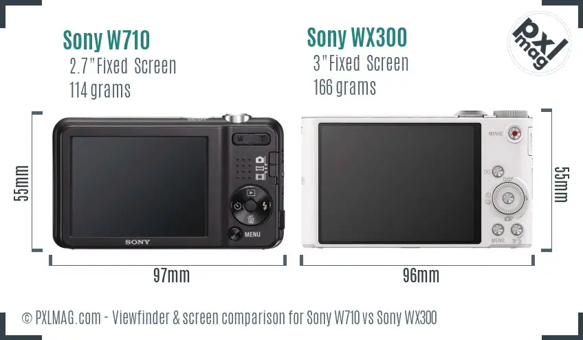 Sony W710 vs Sony WX300 Screen and Viewfinder comparison