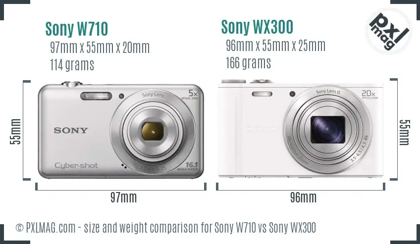 Sony W710 vs Sony WX300 size comparison