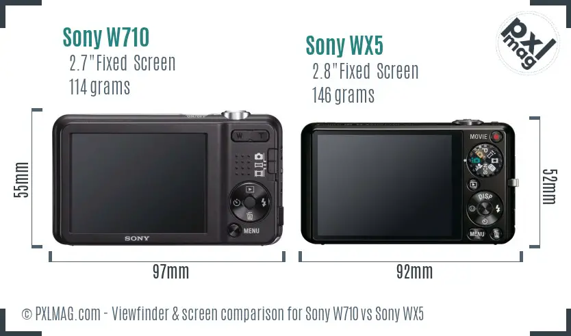 Sony W710 vs Sony WX5 Screen and Viewfinder comparison