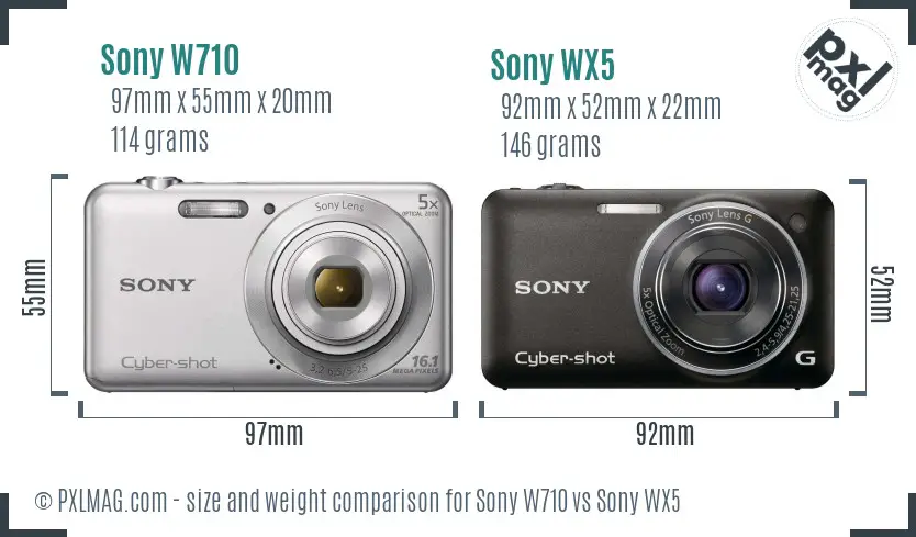 Sony W710 vs Sony WX5 size comparison